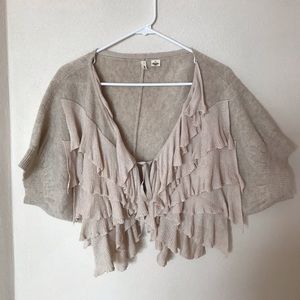 Anthropologie Moth Ruffle Front Cardigan